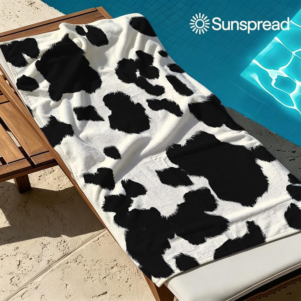 Jmg Household Supplies Black/White/Light Timeless & Cow Print Quick Drying Bath Towel Microfiber Beach Towel Weight Swimming Camping Yoga Beach Out