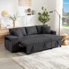 Folding Sofa with Sleep Function, L-Shaped Convertible Corner Sofa with USB Charging Port and Cushions, 3-Seater with Side Shelves and Storage Space