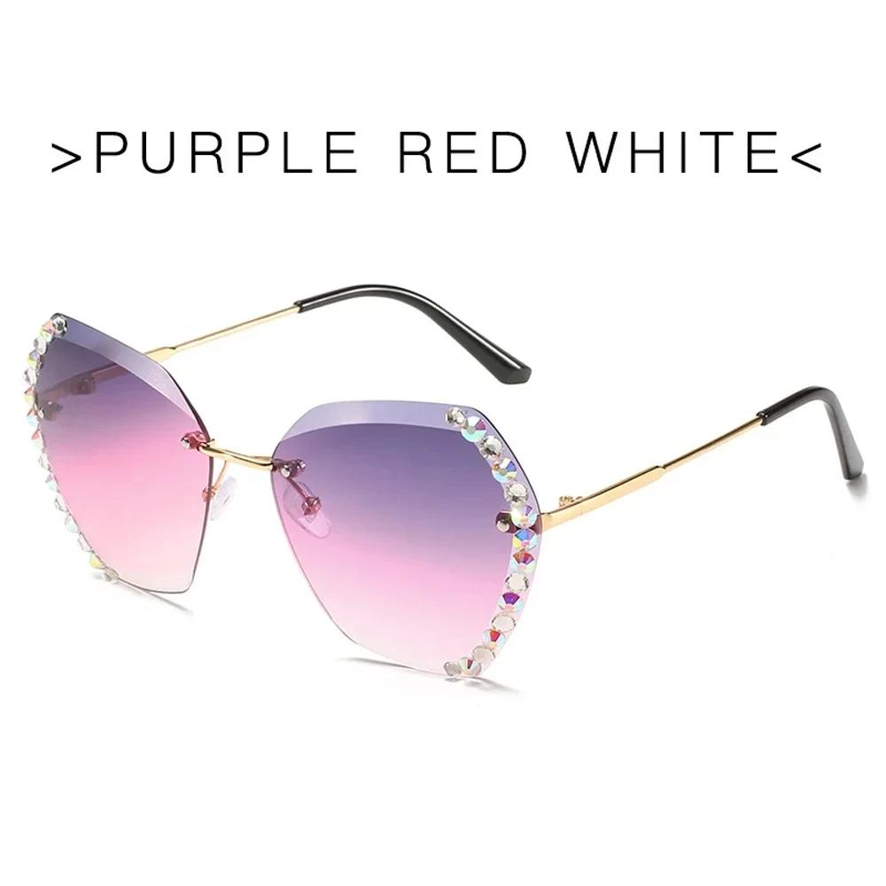 Classic Vintage Fashion Oversized Rimless Sunglasses for Women Famous Luxurious Brand Design Sexy Diamond Square Shape Sun Eyeglasses For Female