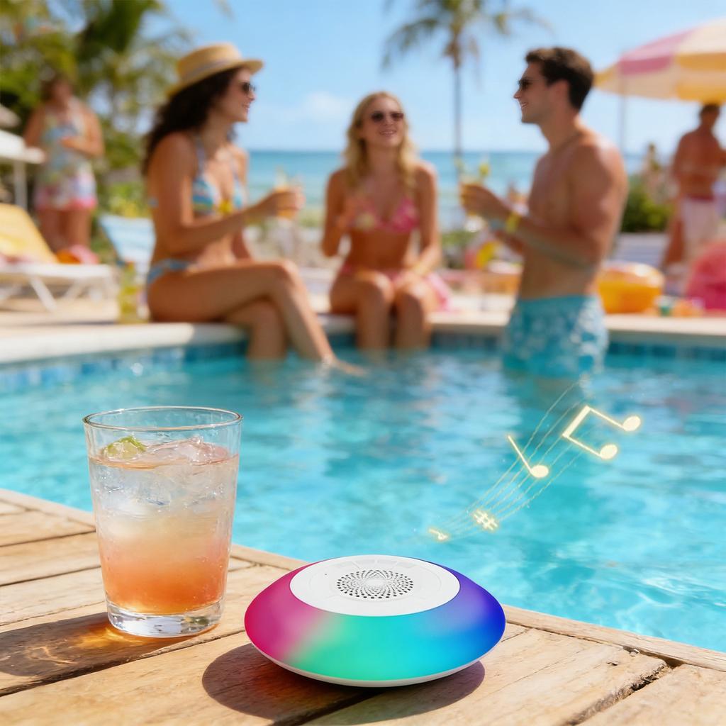 Floating Bluetooth Speaker With RGB Lights, Portable Pool & Outdoor Wireless Speaker, Water-resistant Easy Carry Audio For Party Beach Travel