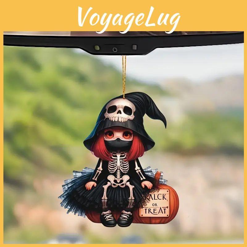 Skeleton Girl Halloween Acrylic Hanging Pendant For Seasonal Vehicle Decoration