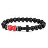 New Retro Cross Natural Stone Bracelet Tiger Eye Stone Lava Volcanic Stone Elastic Bead Men's Bracelet