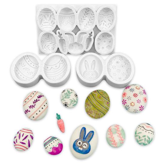 

Yousheng Easter Cake Mold Egg Rabbit Heat Resistant Easy Demoulding DIY Mold Biscuit Decorating Tools Clear Texture Ice Cream Mould Kitchen Stuff