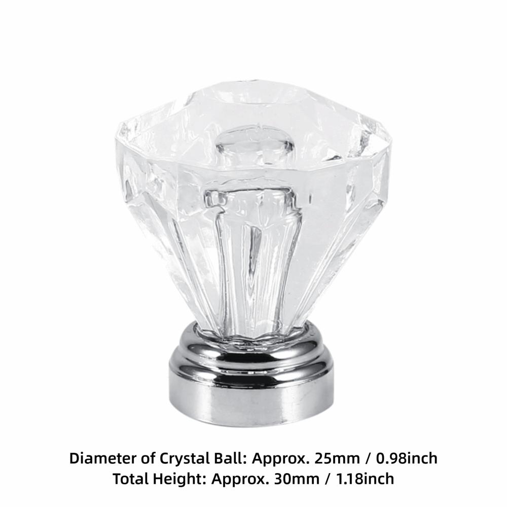 16pcs 25*30mm Cabinet Knobs Crystal Clear Glass Drawer Pulls Diamond Shape Cabinet Handles  Cabinets