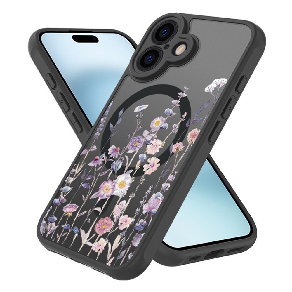 Für iPhone 16 Hülle Kompatibel mit MagSafe Blumenmuster Anti-Sturz TPU+PC Handyhülle