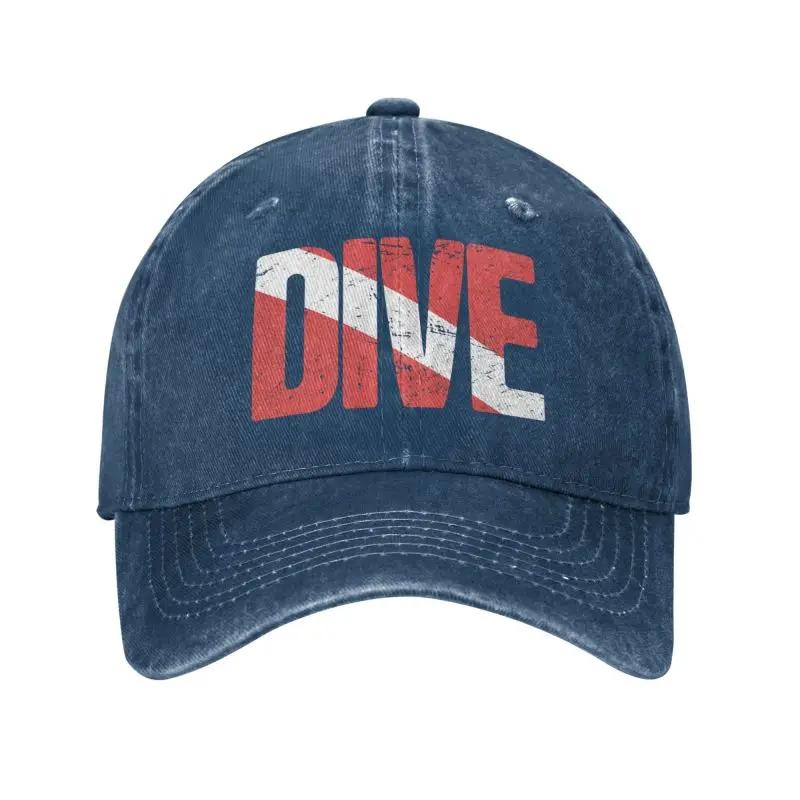 Custom Classic Unisex Cotton Vintage Scuba Diving Flag Baseball Cap Adult Diver Adjustable Dad Hat Unisex Women Outdoor