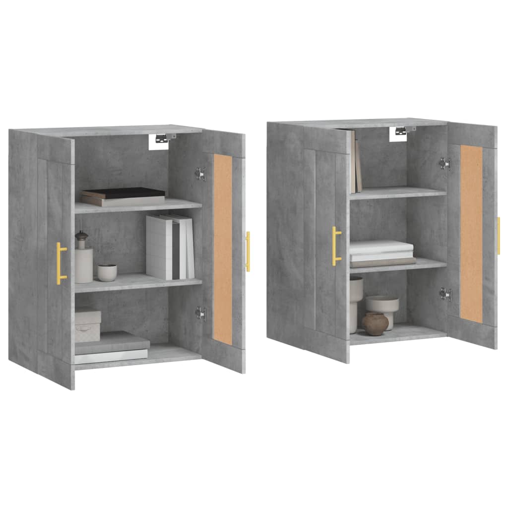 Wall Cabinets 2 pcs Concrete Grey Particleboard