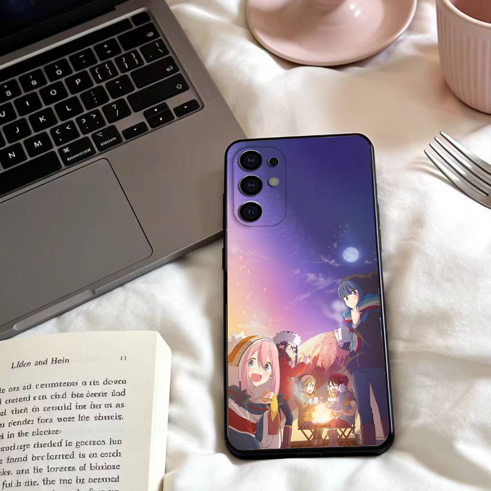 Anime Y-Yuru C-Camp  Phone Case For Samsung S25,24,23,22,30,21,10,9,Ultra,Plus,Lite,FE,4,5 G Soft Black Case
