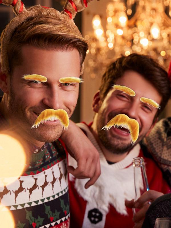 Yellow Mustache and Eyebrows Artificial Beard Fake Eyebrow Funny Halloween Faux Beard Yellow Eyebrow Beard Set Fake Beard Novelt