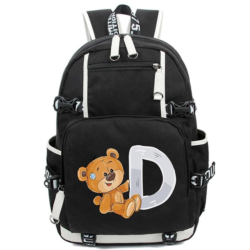 Little Bear 26 Englische Buchstaben Student Junge Mädchen Schulranzen Rucksack Kinder Teenager Cartoon Bagpack Wasserdichte Schultasche