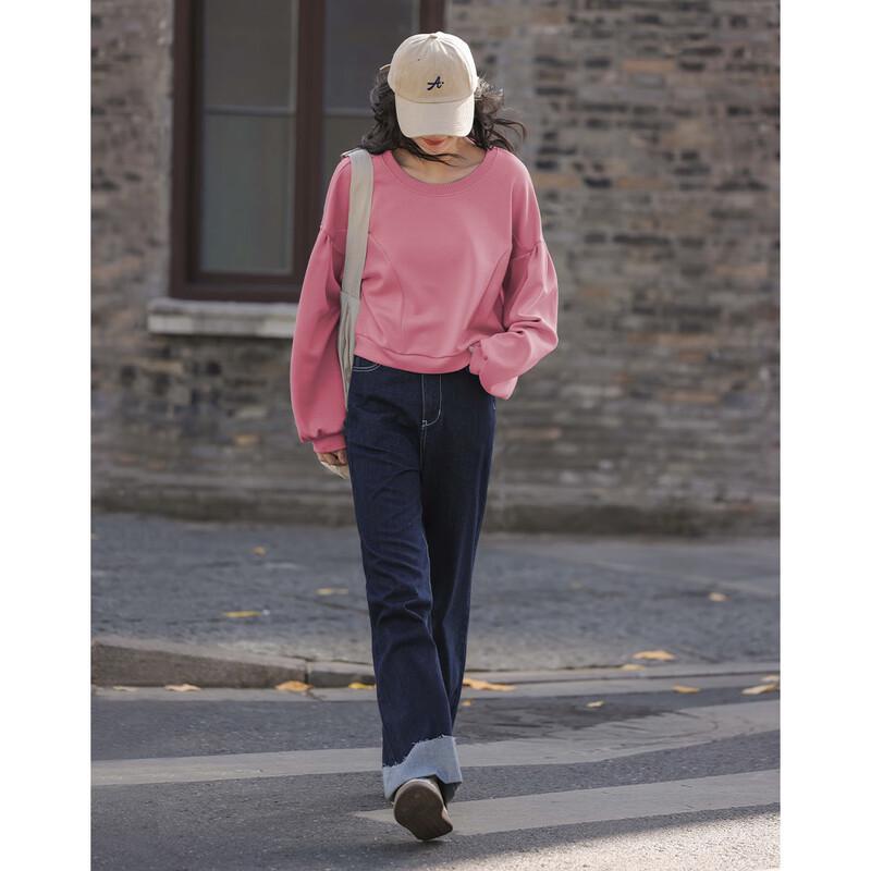 Demana Rose Pink Drop Shoulder Puff Sleeve Sweatshirt