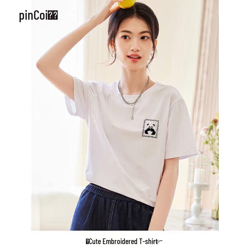 PinCai Women s Panda Embroidered T-Shirt M