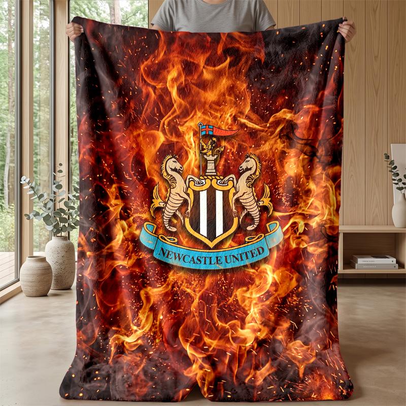 Coperta in Flanella con Stampa del Newcastle United Football, Coperta Morbida Calda Leggera per Divano Letto Campeggio