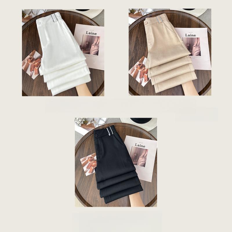 Lniane Spodnie z Tencelu z Szerokimi Nogawkami dla Kobiet Lato Nowe z Wysokim Stanem Draperowane Bawełniano-Lniane Proste Casualowe Długie Spodnie Cienkie