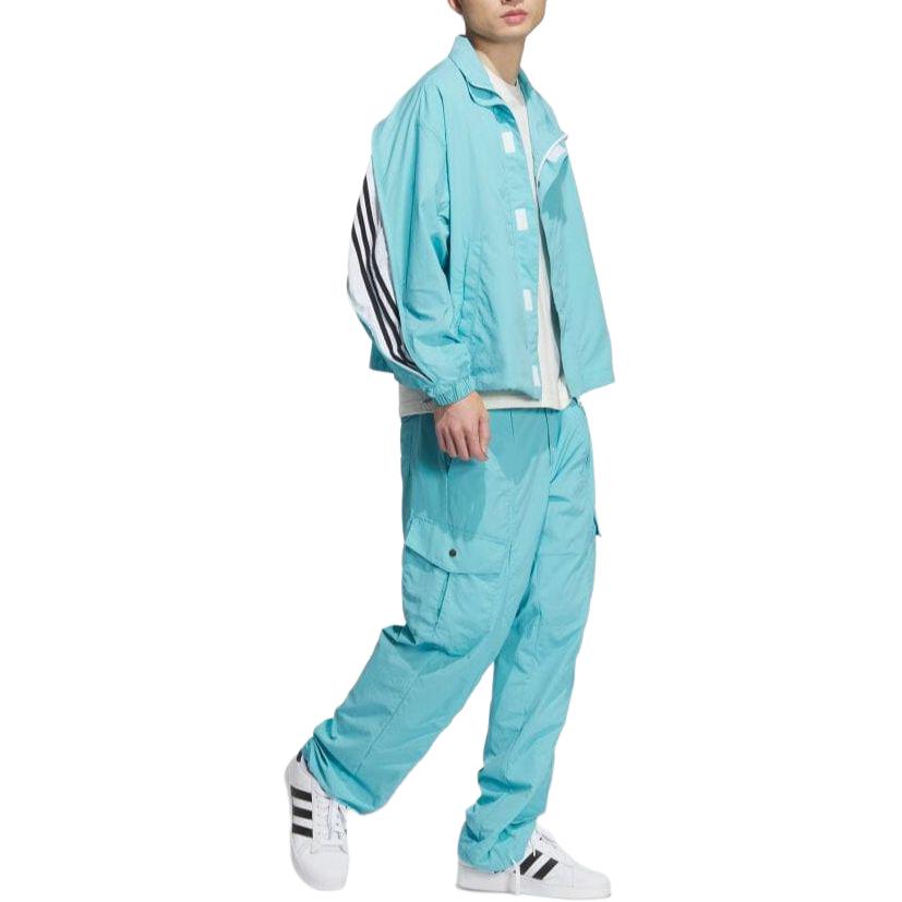 adidas Originals X Kr Op Collab SS24 Jednolity Kolor Kurtka Rozpinana z Długim Rękawem Męska Odzież Wierzchnia Turkusowy IZ4919