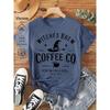 Women's Halloween T Shirt - Dark Gray Witch Coffee Pattern Short-sleeve Top - Soft and Breathable Fabric - S-XXL Size - Casual Everyday Wear and