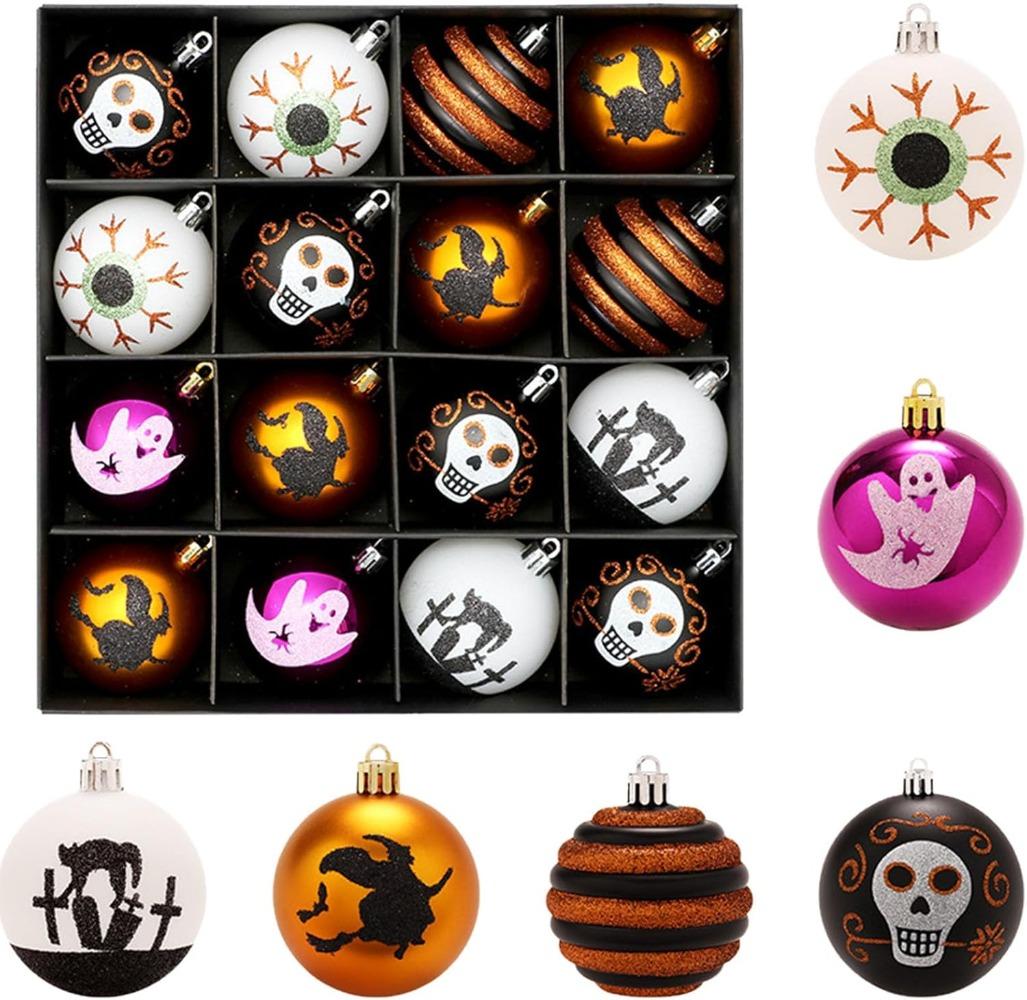 

16PCS/SET Halloween Decorations, Ball Tree Decorations, Witch and Spider Halloween and Christmas Indoor and Outdoor Decorations