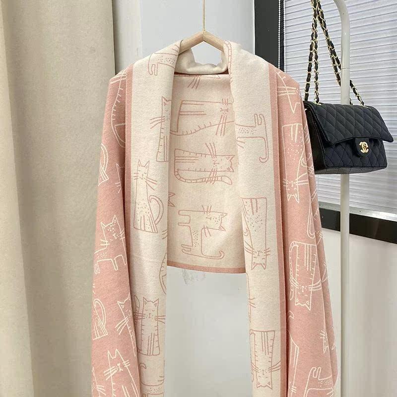 Thickened Warm Imitation Cashmere Scarf Women'S Autumn And Winter Chinese Style Floral Temperament Versatile Shawl To Keep Out The Cold Neck Scarf