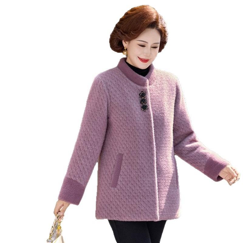 Mom velvet thickened mink new winter clothing medium and old fashion coat warm woolen noble top women