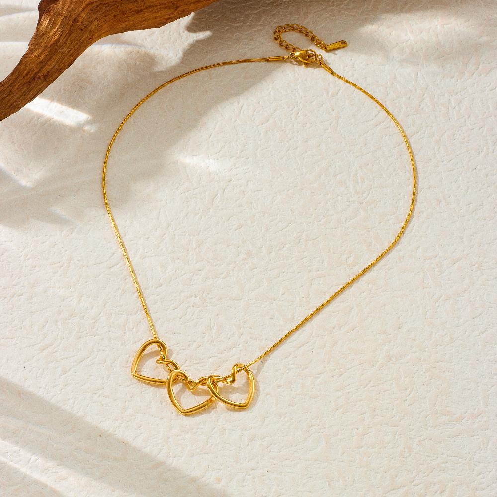 DIEYURO 316 Stainless Steel Golden Minimalist Heart Necklace For Women Fashion Trend Girl Jewelry Valentine's Day Gift Joyas