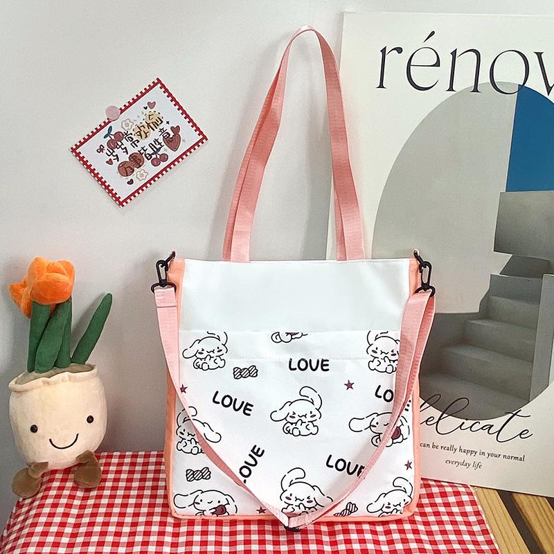 Student tutoring bag, new shoulder bag, fashionable and sweet contrasting color, large-capacity messenger bag.