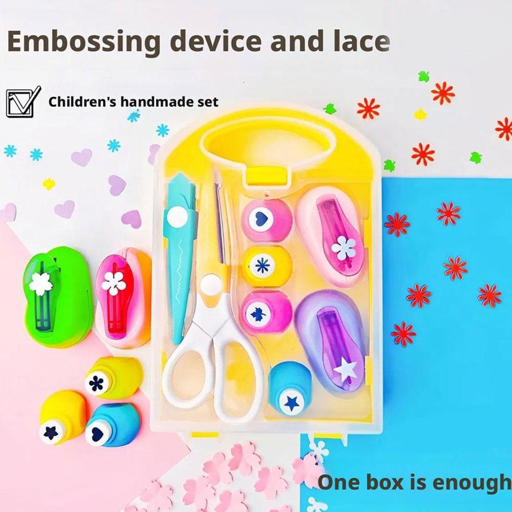 8pcs Box Creative Hole Punch Set Children DIY Scrapbooking Paper Punch Random Pattern Color For Greeting Card Craft Tools