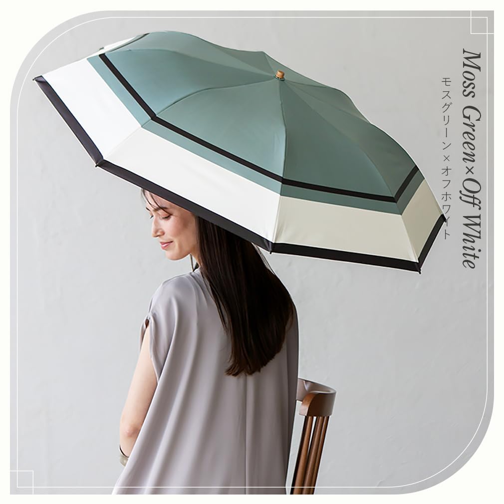 Vita Felice short umbrella both sunny and rainy for women green x [VITAFELICE] 2-fold (for days/ribs 55cm) pru-30283z (moss off-white)