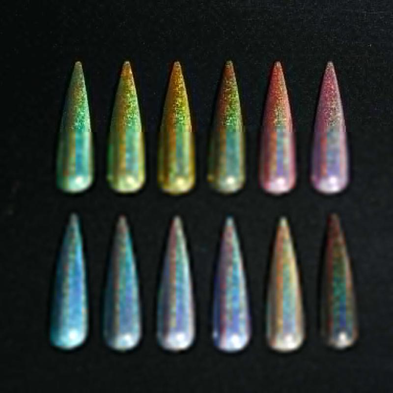 12 siatek / pudełko Holograficzny brokat do paznokci Pigment laserowy kolorowy pył Nail Art Decoration!
