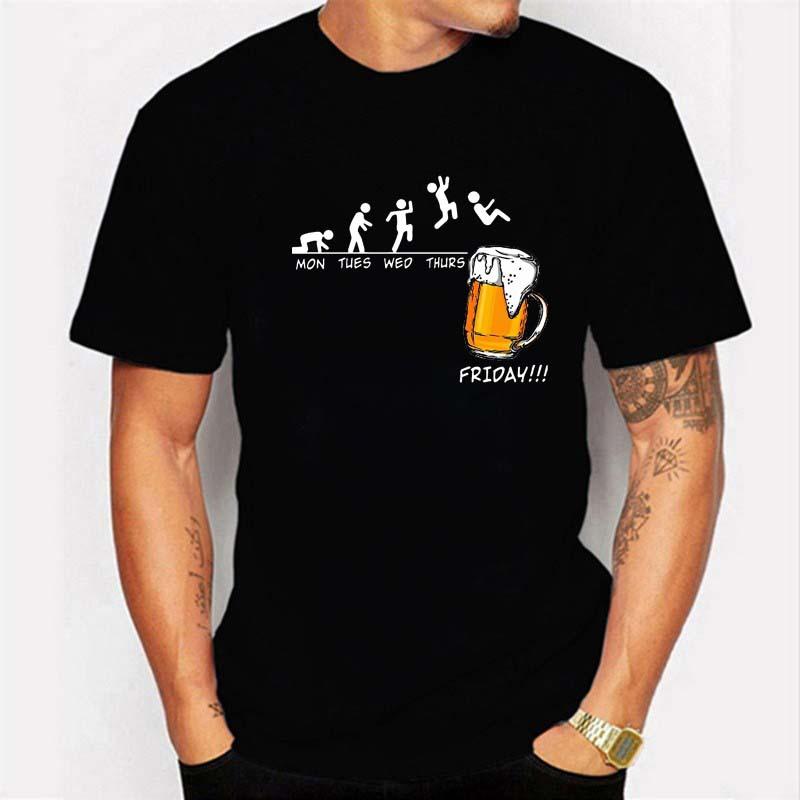 Summer Printed Beer Day Funny Graphic Letters Casual Round Neck Plus Size Pure Cotton Short Sleeved Top T-Shirts Men’s