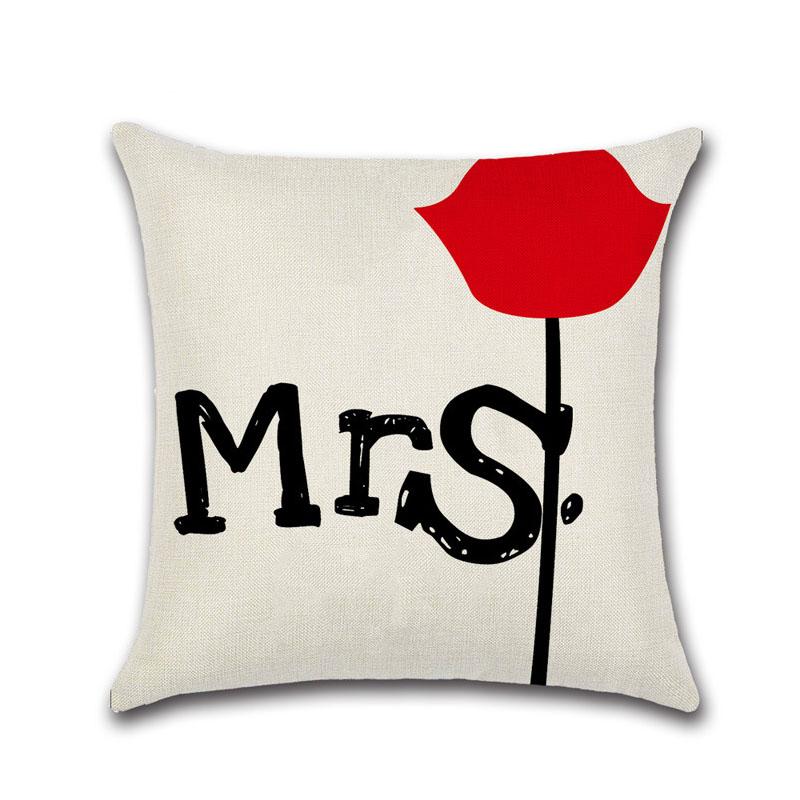 Valentine'S Day Pattern Decorative Pillowcases Couple Cotton Linen Throw Pillow Case Pillowcase Kussensloop Almohada Zt236