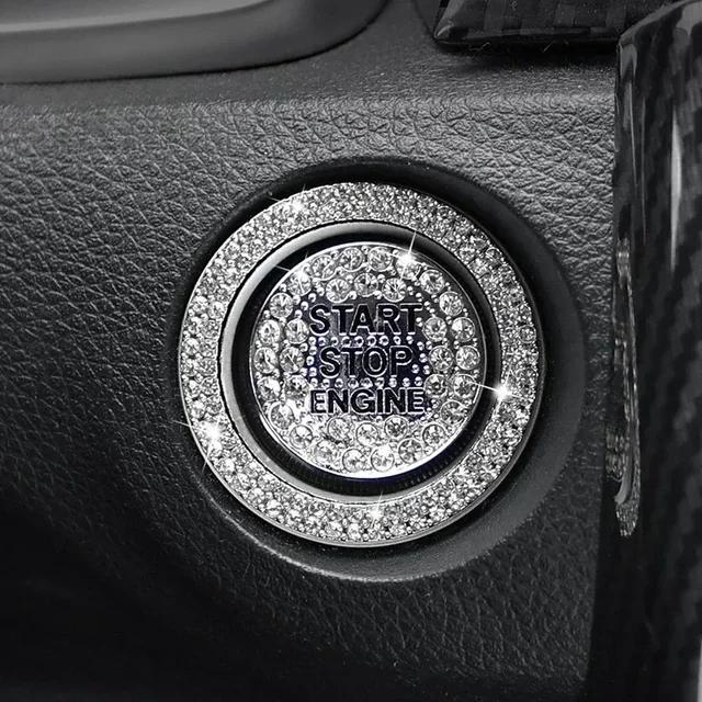 Car One-click Start Button Interior Engine Ignition Start Stop Button Protective Cover Crystal Decoration Car Accessories Amagi