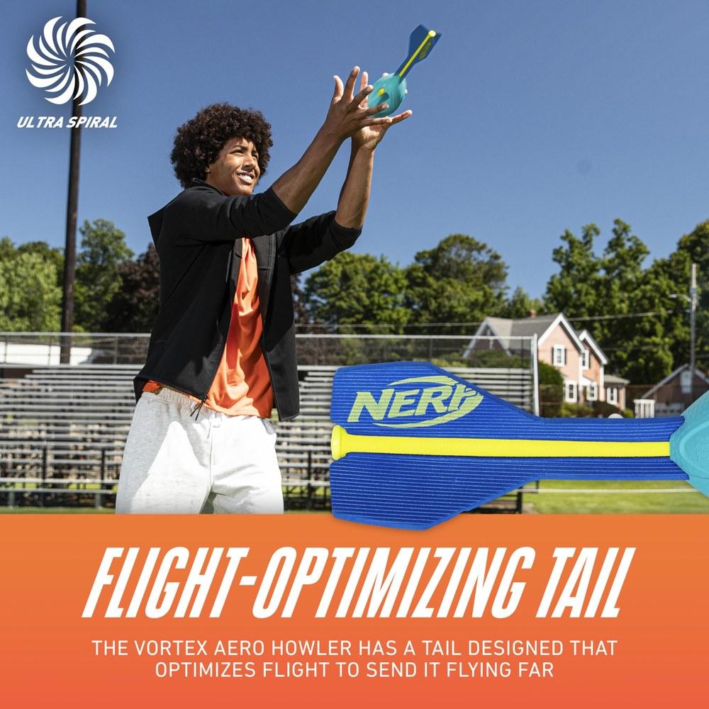 Nerf Vortex Aero Howler Foam Ball Classic Long-Distance Football Flight-Optimized Tail Whistle Sound Indoor Outdoor Play