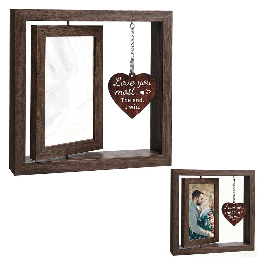 

Wooden Rotating Picture Frame with Warm Heart Pendant,Double Sided Display 4x6 Photos, for Mother Birthday Mother s Day Gifts