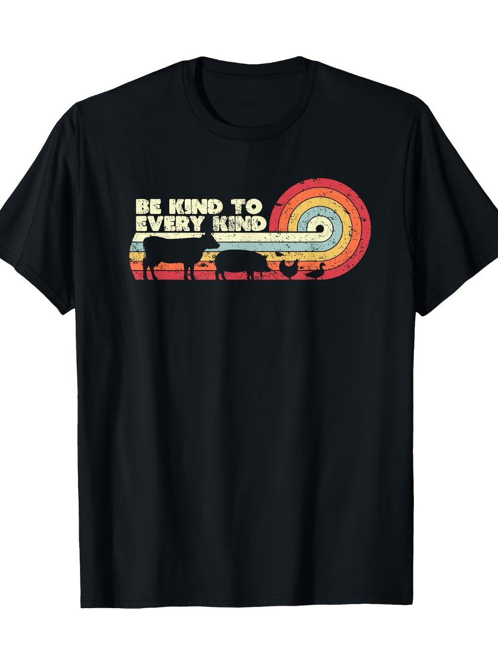 

Be Kind To Every Kind Vegan Retro Loose-fitting Casual T-shirt Summer Pure Cotton Streetwear Harajuku Style T-shirt - Men s ... S разноцветный