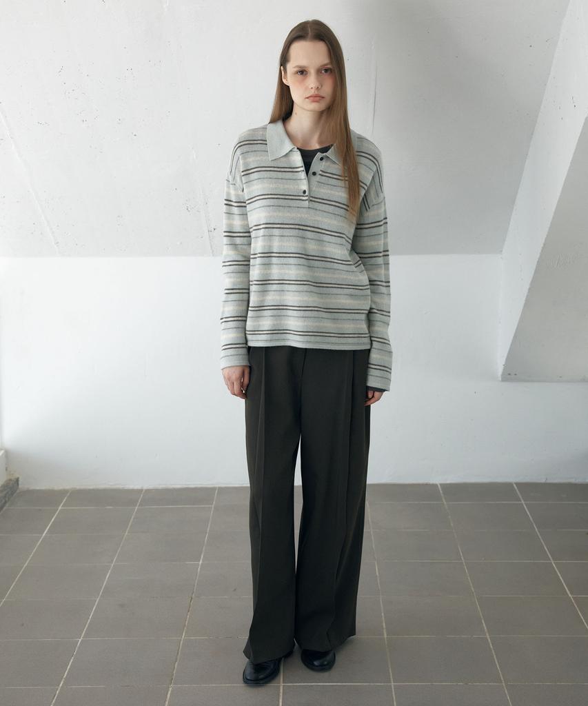 AHWE Multi Stripe Collar Knit_Mint