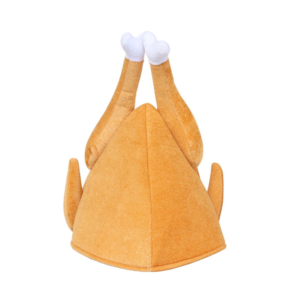 Thanksgiving Turkey Hat - Cartoon Chicken Leg Headband, Gold Velvet Costume for Party or Carnival.
