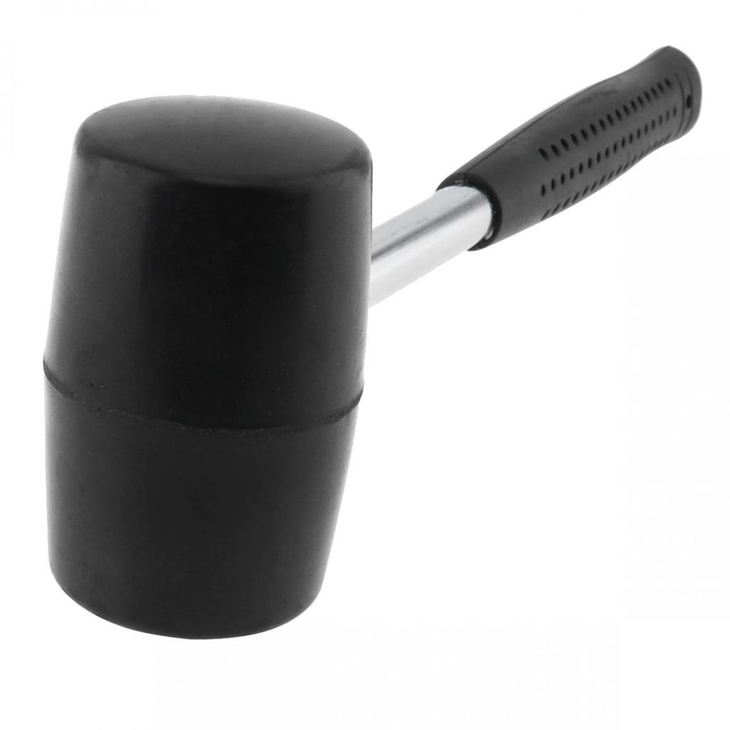 320g Non-elastic Black Rubber Hammer Floor Tile Hammer DIY Hand Tool with Round Head and Non-slip Handle