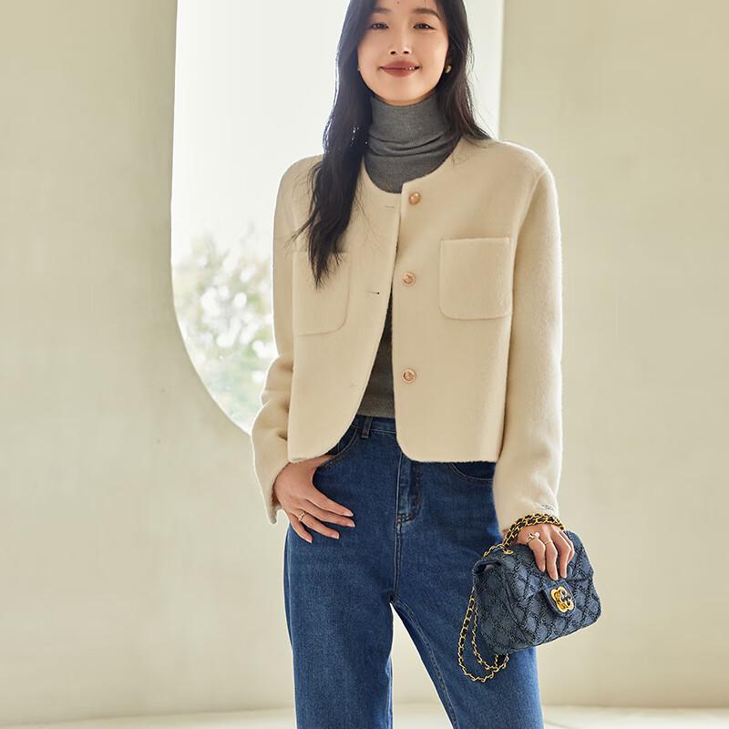 VICTORIA&VERA Women's Short Wool Blend Coat