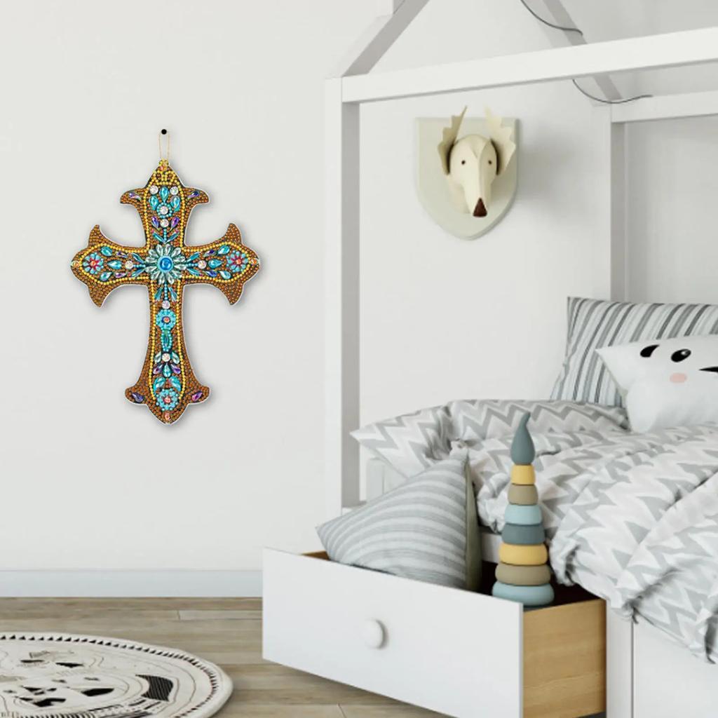 DIY Diamond Painting Cross Pendant Acrylic Rhinestone Hanging Wall Ornaments Kit