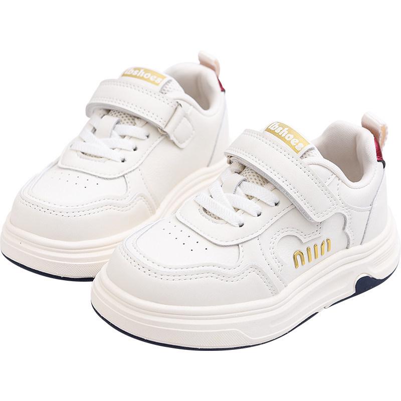 2026 Kids' Fashionable Low-Top White Shoes - Soft Sole, Casual Spring/Autumn Sneakers for Boys & Girls