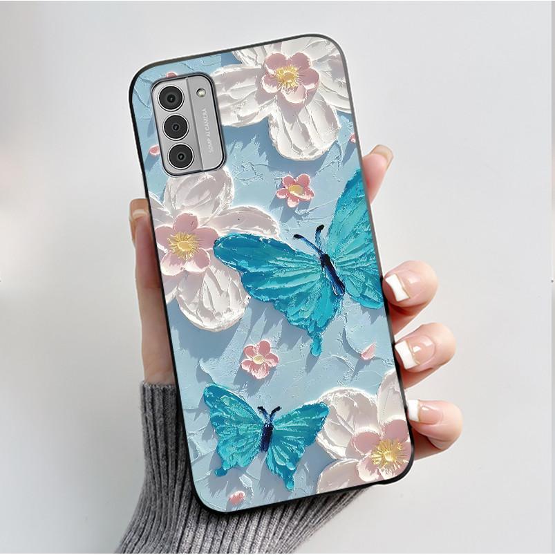 Custodia per Telefono Stampata Per Nokia G42/Nokia G310 5G/Nokia G60 5G/Nokia G100 Cover Guscio Morbido in Silicone Nero Custodie Carine con Fiori e Cartoni Animati