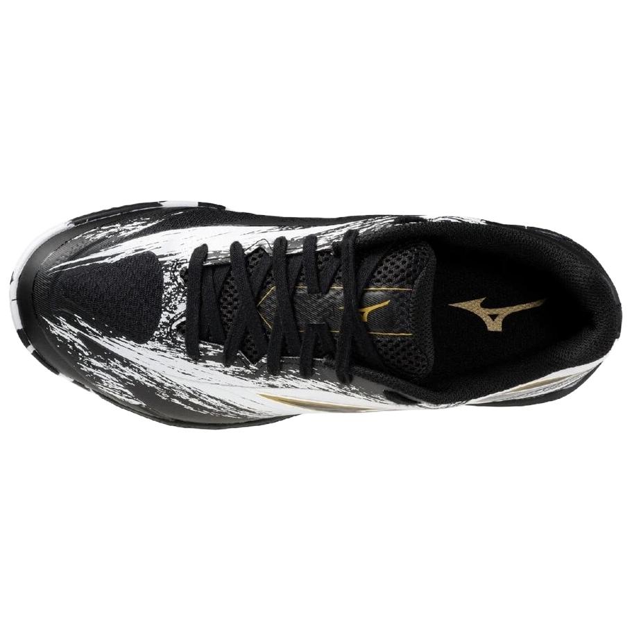 Mizuno Chaussures de Tennis de Table Wave Medal 8 Unisexes Basse Coupe Baskets Confortables Respirantes Blanc Noir 81GA258212