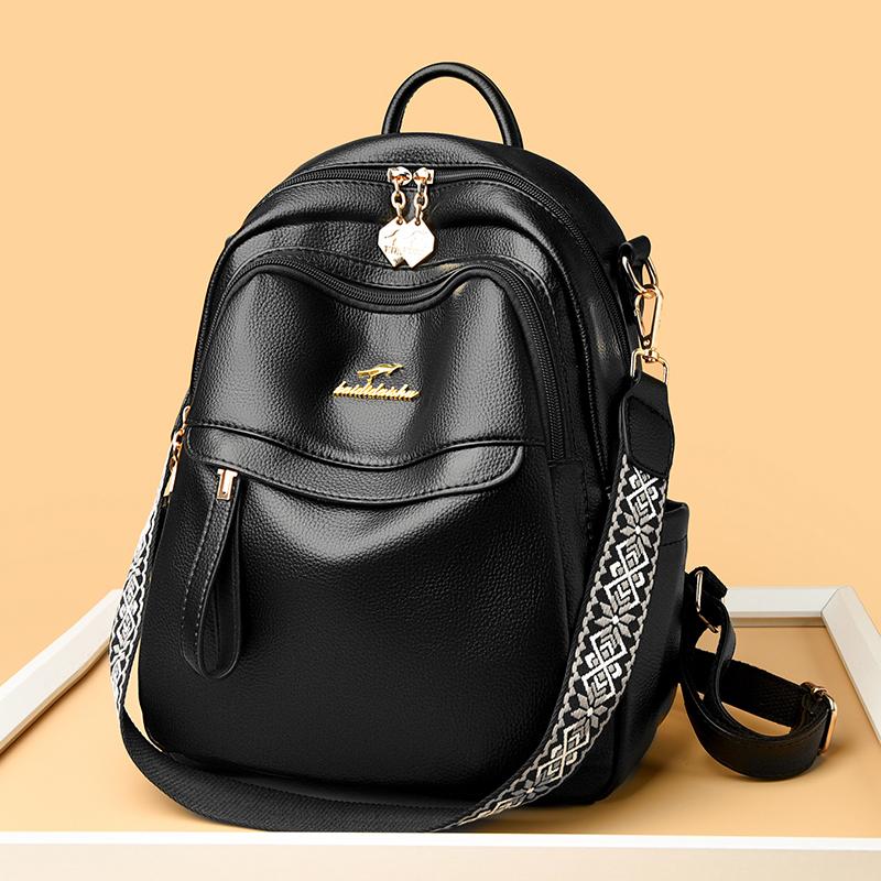 PU Backpack Women's Outdoor Travel Backpack Large Capacity Student Schoolbag