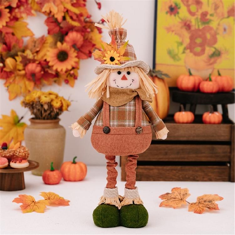 Festivaluri de Recoltă Păpușă Sperietoare Figurină Retractabilă Decor Acasă și Magazin Ornament Figurină Sperietoare Lucrată Manual