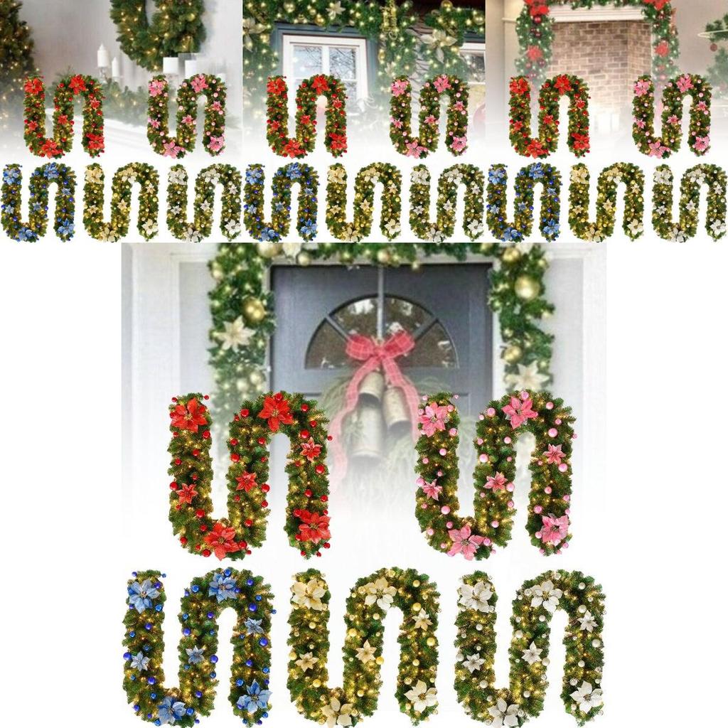 Festive 2.7 Meter Christmas Wreath Decoration With Led Lights In Gold And Red For Holiday Cheer