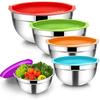 New Stainless Steel Mixing Bowl Airtight Lids Stackable Storage Bowls with Lid Kitchen Cooking Salad Bowls