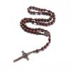 Hand-made Wooden Rosary Necklaces Cross Christian Prayer for Men Women Jewelry