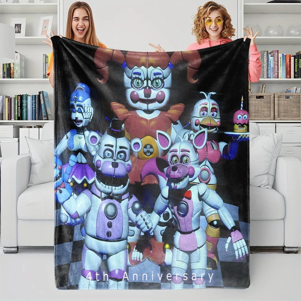Five Nights At Freddy' Flannel Blanket Soft Warm Plush Throw Lightweight Blanket Sofa Bed Couch Cover Nap Camping FNAF Fans Gift