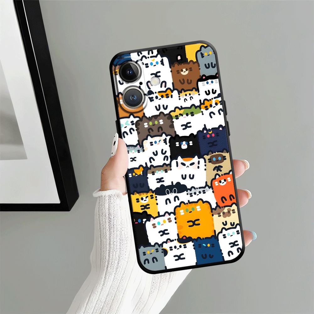 Cute Cat Cartoon Case for Apple iPhone 17 Pro Max 11 14 16 13 Air 15 Pro 7 8 12 XR XS MAX Funda Phone Cover