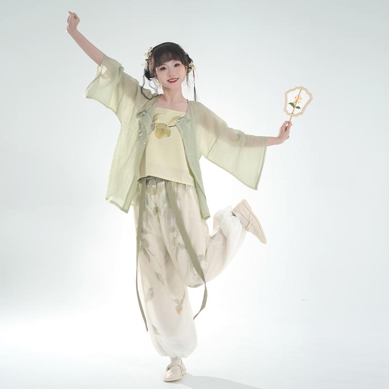 Small green plum Song long short shirt pleated skirt bloomers daily spring and summer models